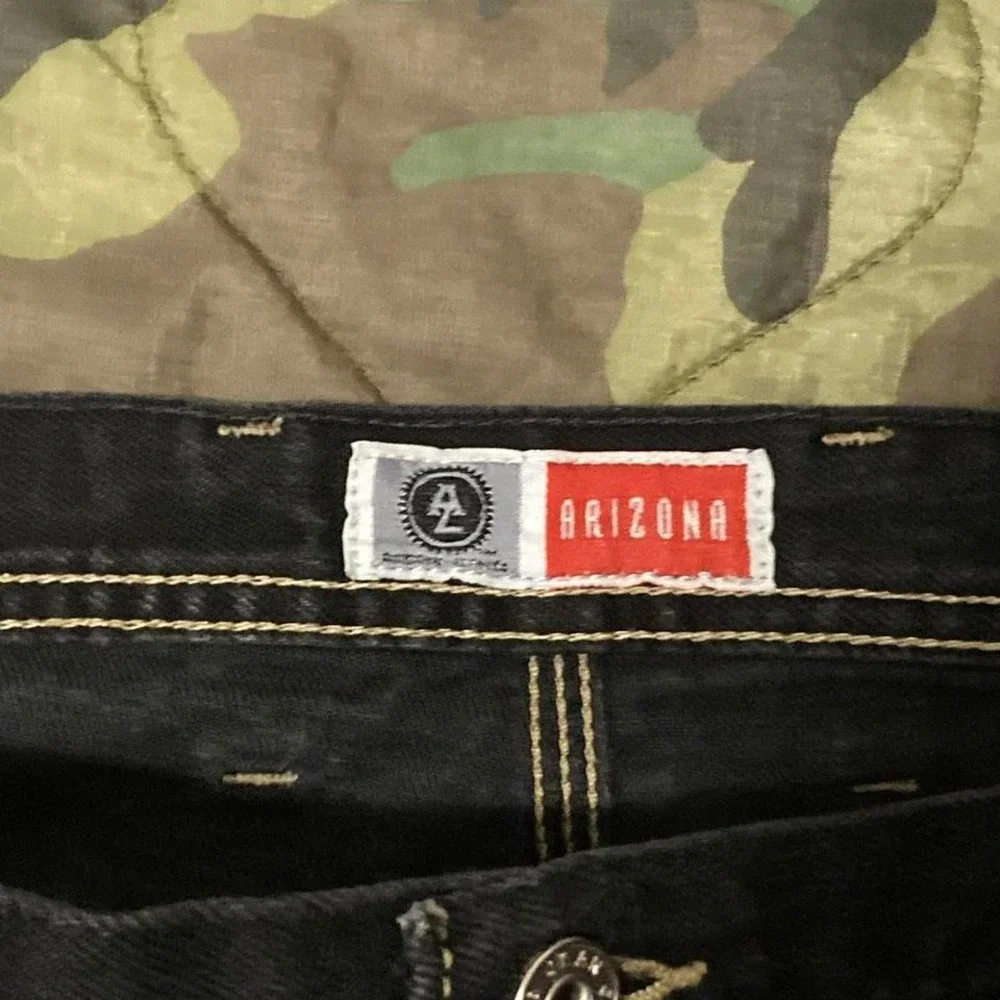 Vintage 90s Arizona black carpenter‎ jeans skater cuffs contrast stitching